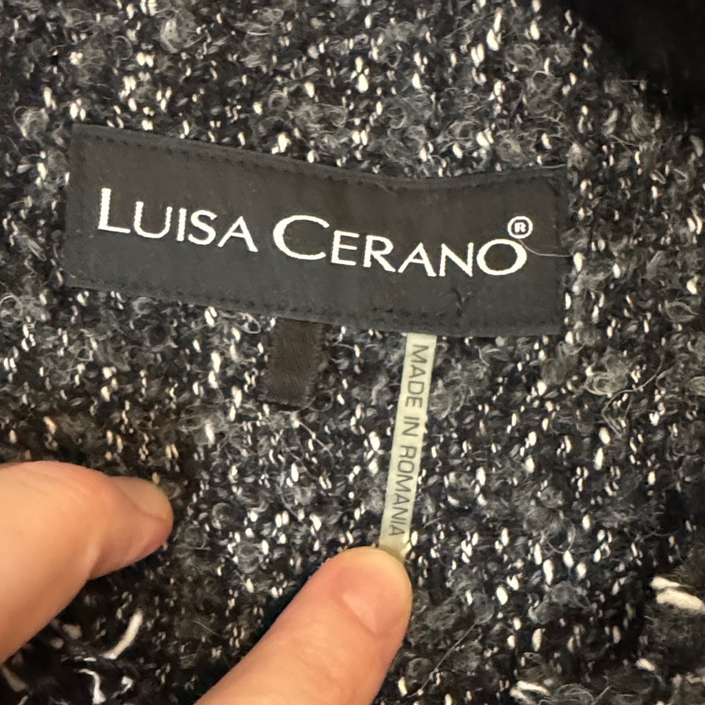 Luisa Cerano Black/Gray Tweed Textured Jacket size 8 - Picture 2 of 7